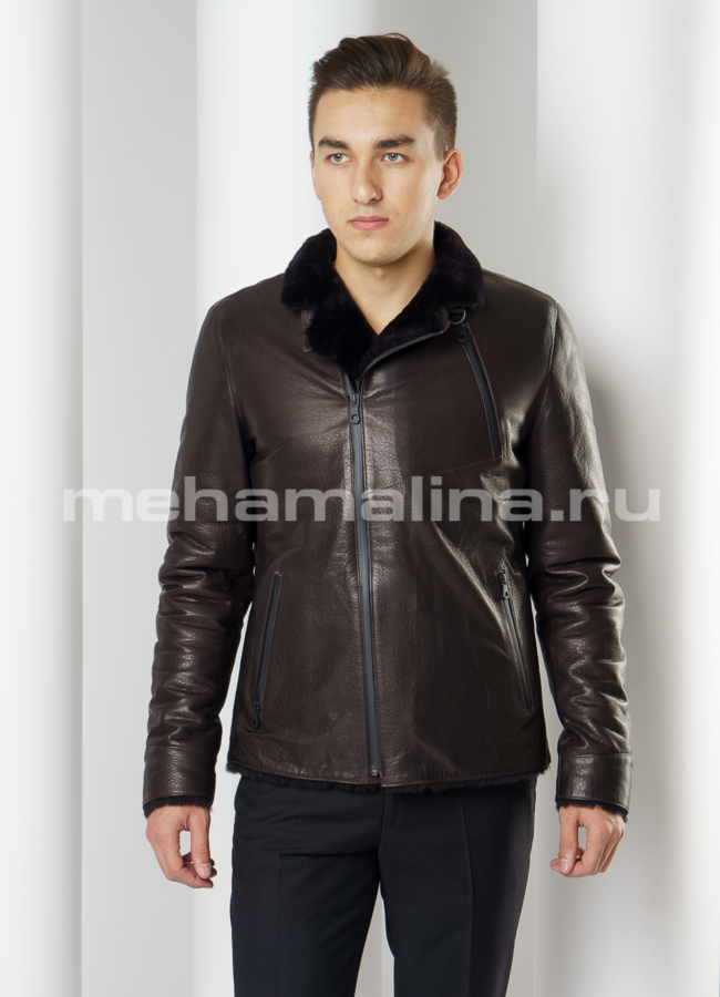 Дубленка модель № DM-119 меха малина