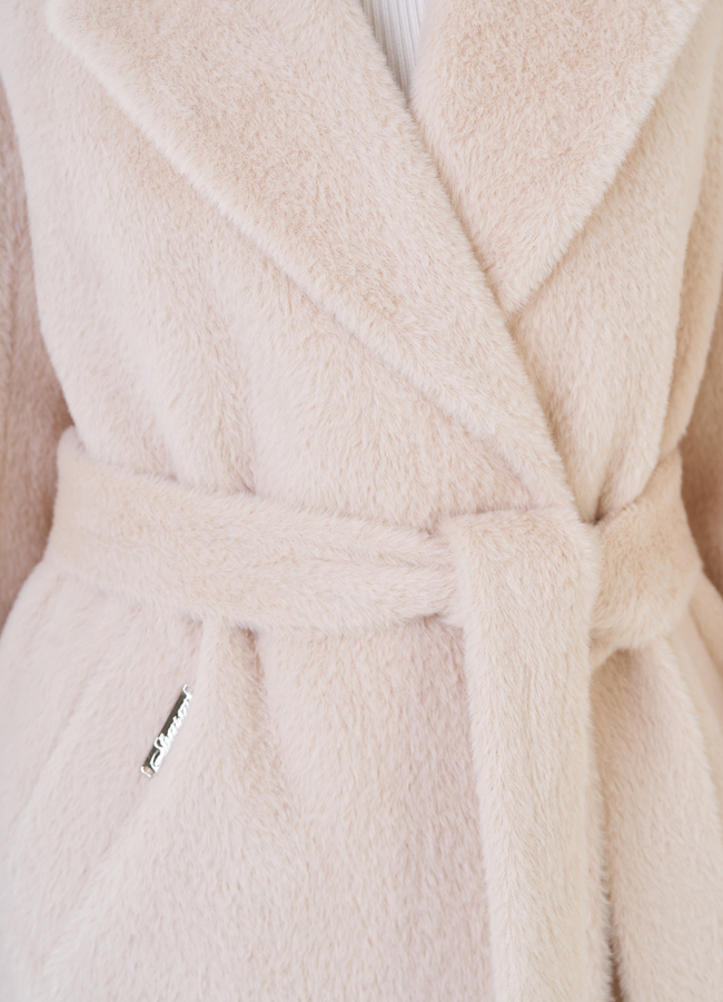 Светлое демисезонное пальто  модель № 79165 в рассрочку