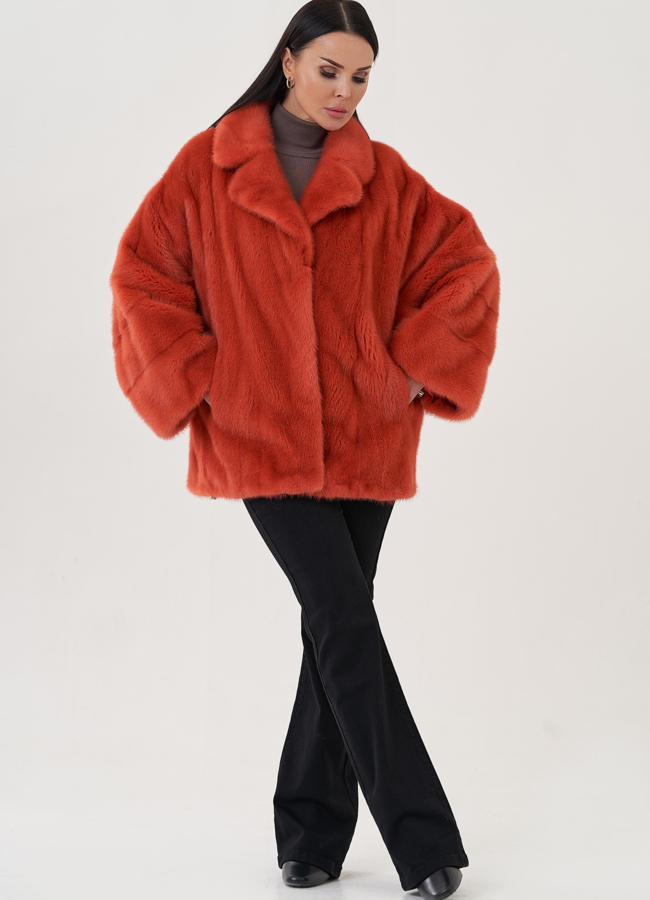 Шуба из норки с английским воротником  модель № 81023 в рассрочку