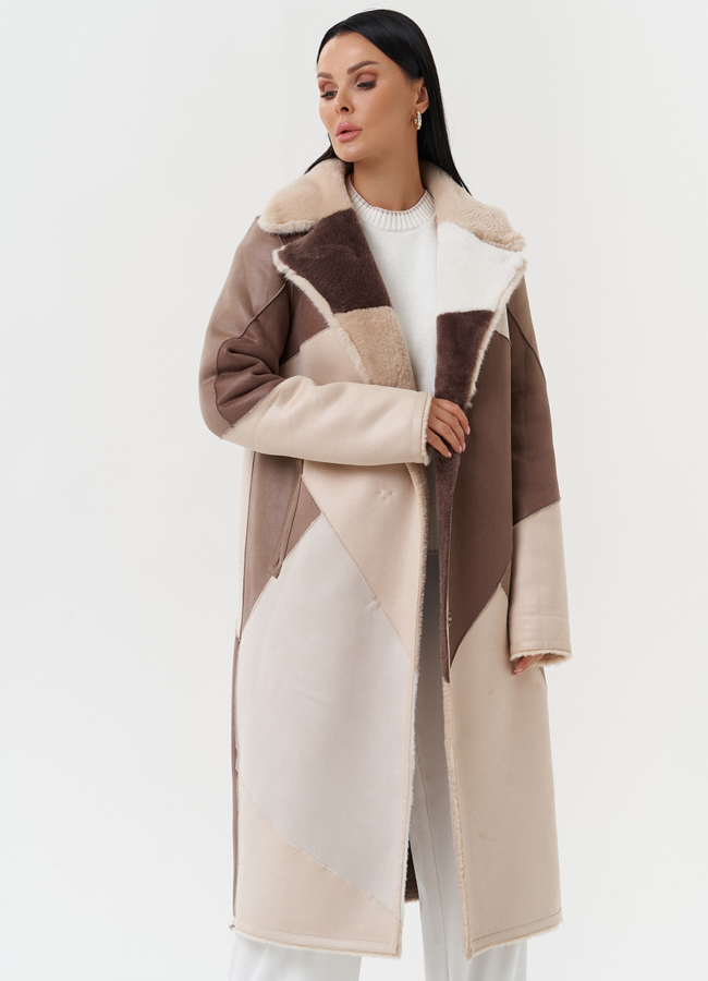 Двухсторонняя дубленка с английским воротником модель № 27775 универмаг малина