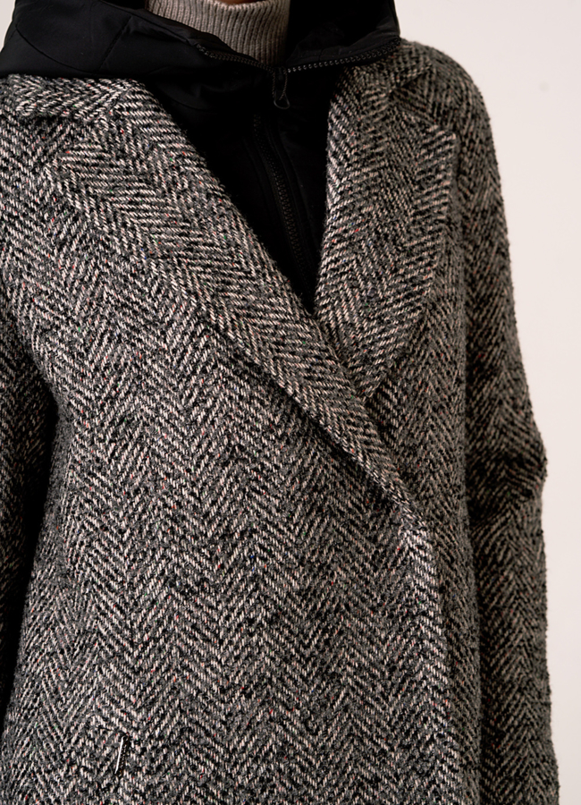 Расклешенное пальто на кнопках в сером цвете модель № 413 универмаг малина