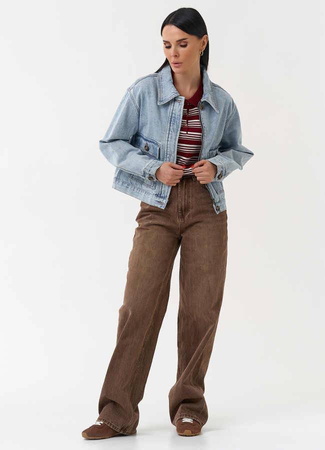 Женская джинсовая куртка голубого цвета модель № 30415 в рассрочку Женская джинсовая куртка голубого цвета модель № 30415 в рассрочку