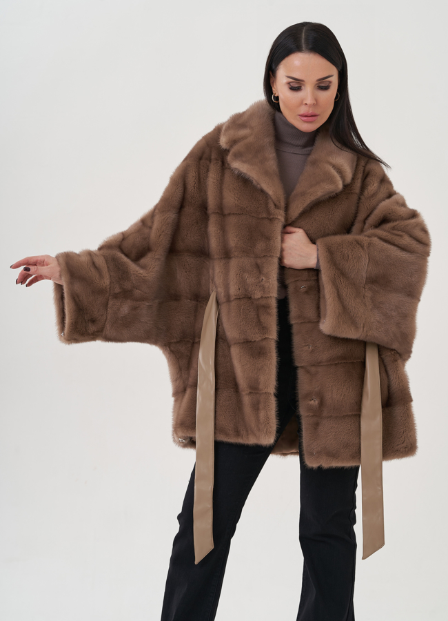 Шуба из норки с английский воротником  модель № 26015 в кредит