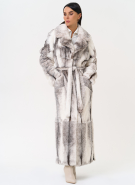 Длинная шуба из норки крестовки cross