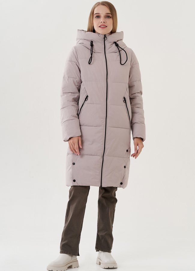 Женский пуховик с капюшоном  модель № 25718 меха малина