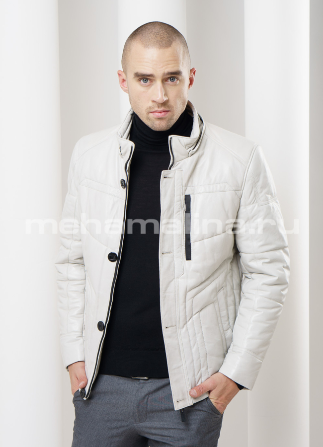 Кожаный пуховик модель № ПМ-59 в кредит