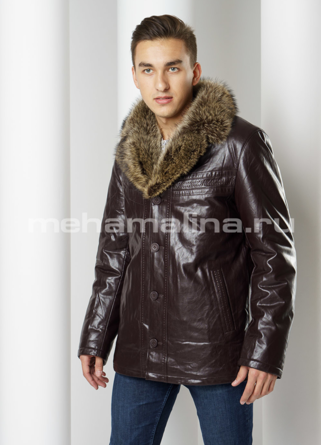 Мужская эко дубленка модель № DM-117 универмаг малина
