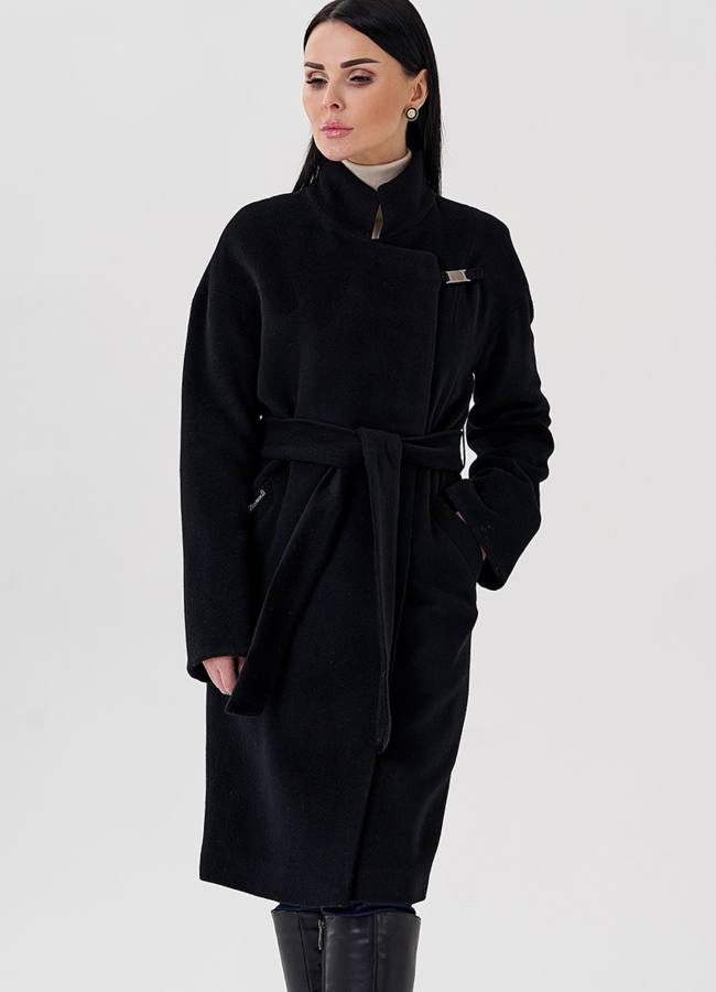 фото Женское пальто черного цвета  модель № 23958