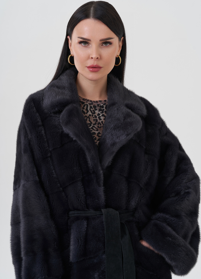 Норковая шуба с английским воротником  модель № 24645 универмаг малина