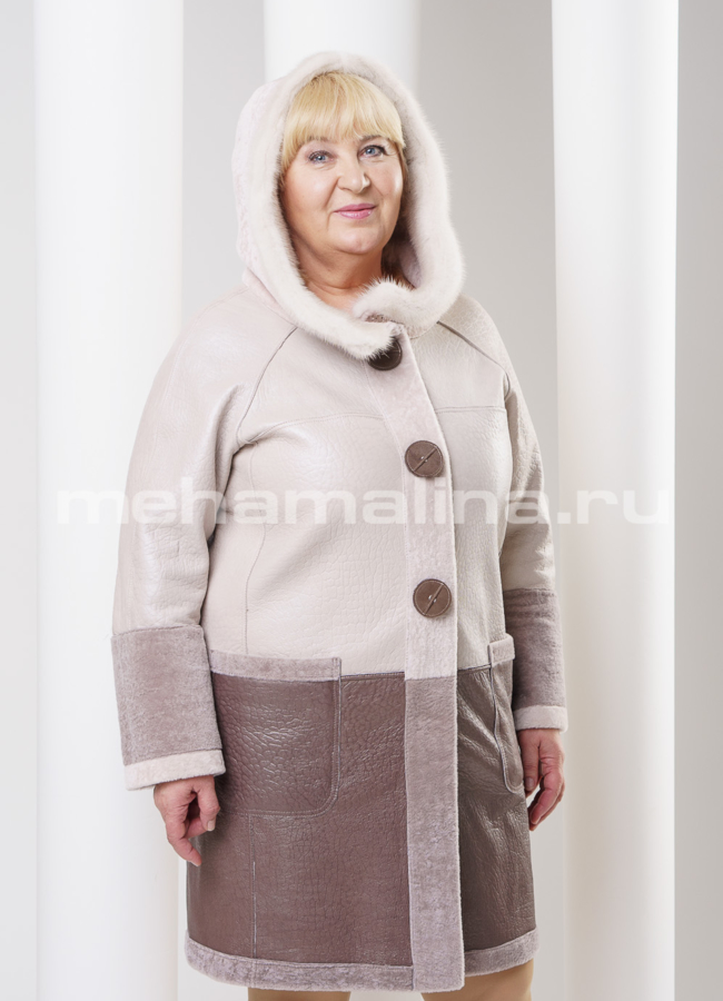 фото Двустороннее меховое пальто с капюшоном модель № BP-24
