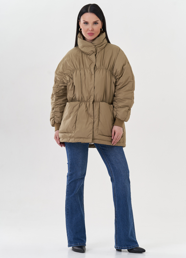 Куртка женская оверсайз  модель № 26871 меха малина