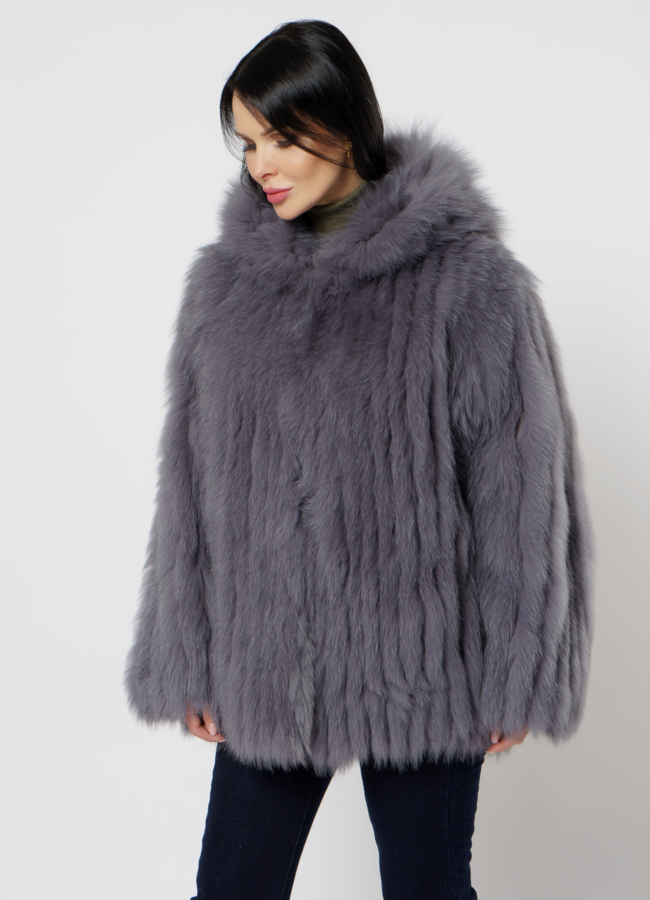 Шуба из песца в сером цвете модель № 21562 в кредит
