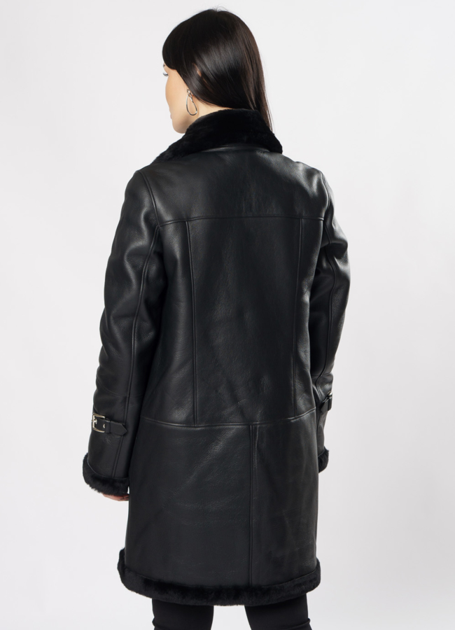 Дубленка пилот черного цвета модель № 3591 универмаг малина