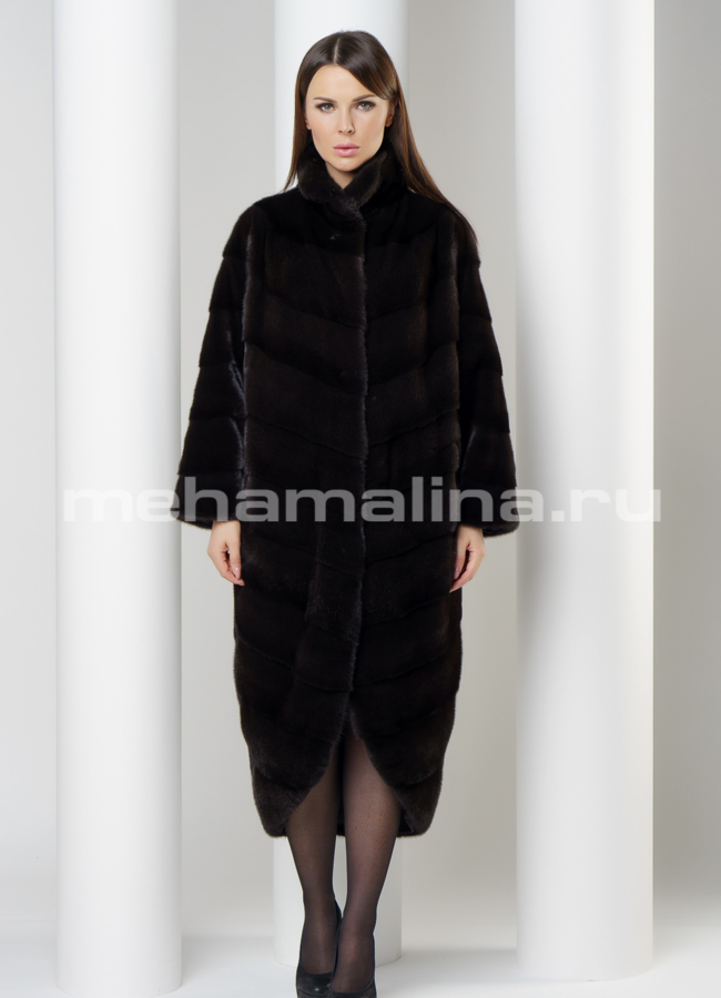 Норковая шуба модель № S-601 меха малина