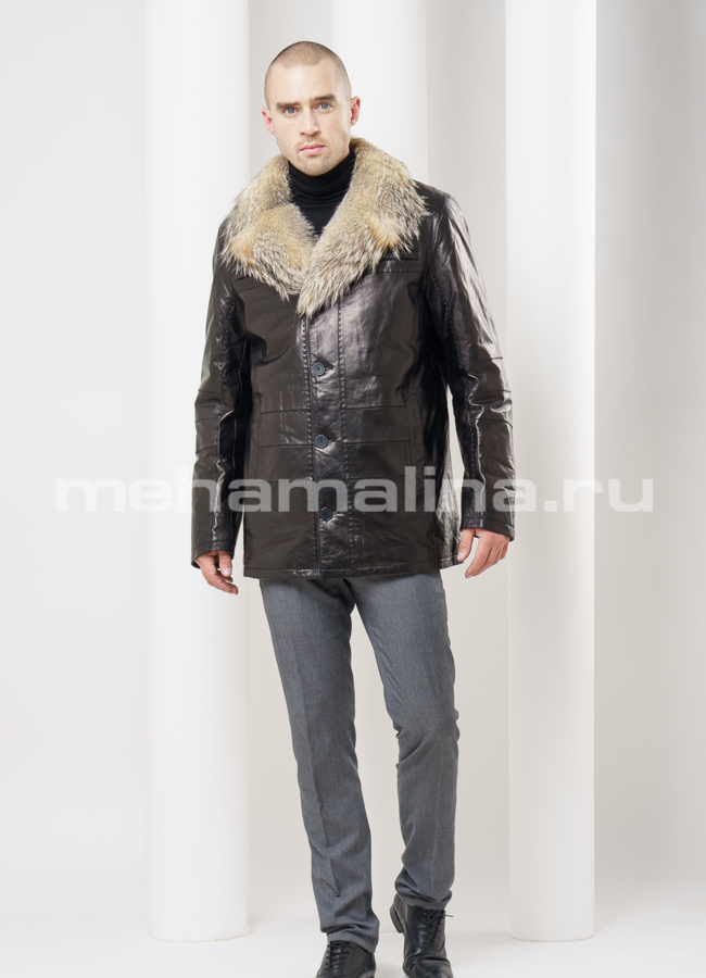 Дубленка мужская удлиненная модель № DM-98 универмаг малина