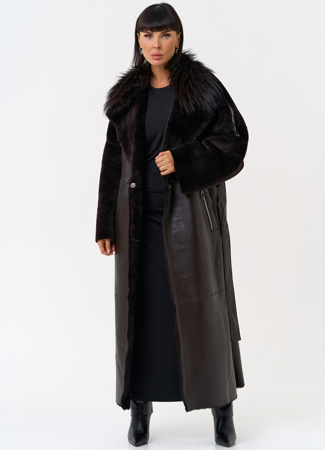 Женская натуральная дубленка с воротником из меха лисы модель № 31609 универмаг малина Женская натуральная дубленка с воротником из меха лисы модель № 31609 универмаг малина