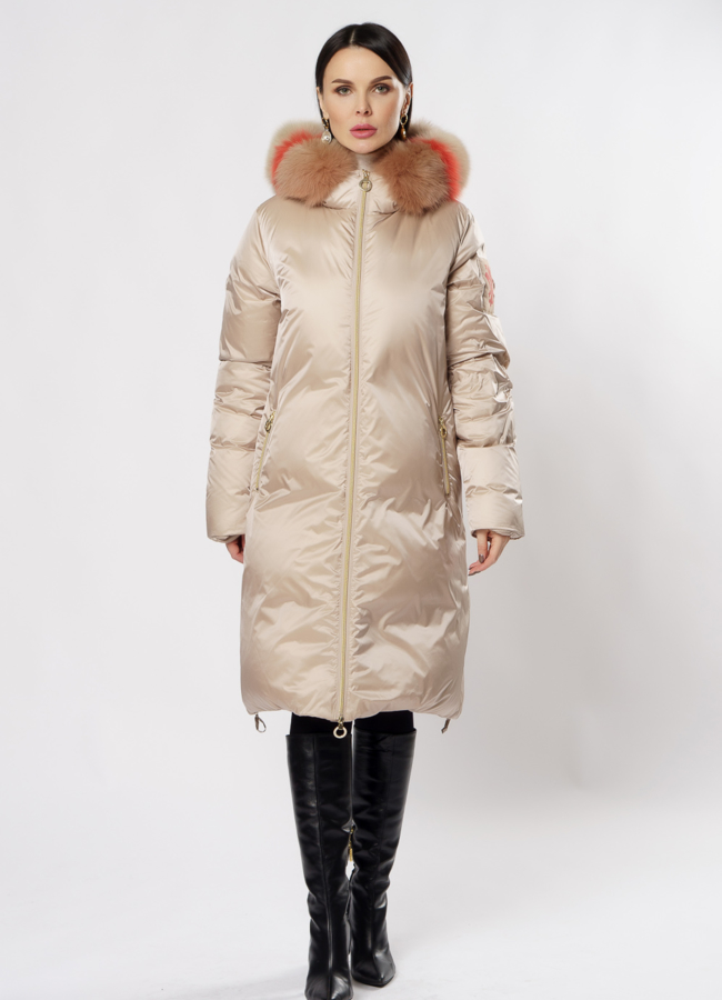 фото Светлый пуховик Florence Mode с капюшоном модель № 19СА-15