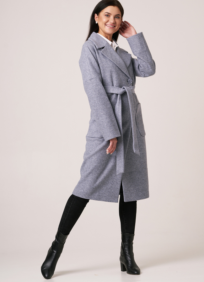 Женское демисезонное пальто модель № 5585 меха малина