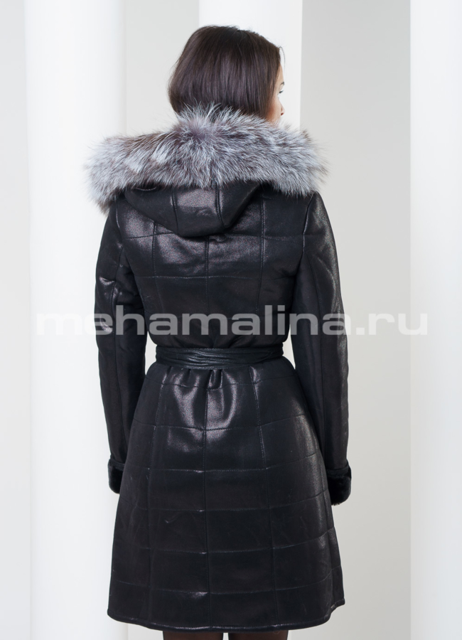 Дубленка из искусственной кожи черного цвета модель № 1555 универмаг малина