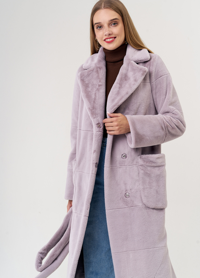 Пальто из эко меха под норку модель № 21128 универмаг малина