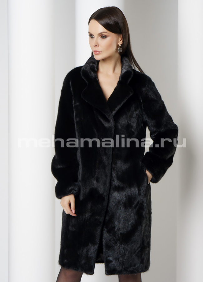 Шуба из норки, баллон с английским воротником  модель № 808 универмаг малина