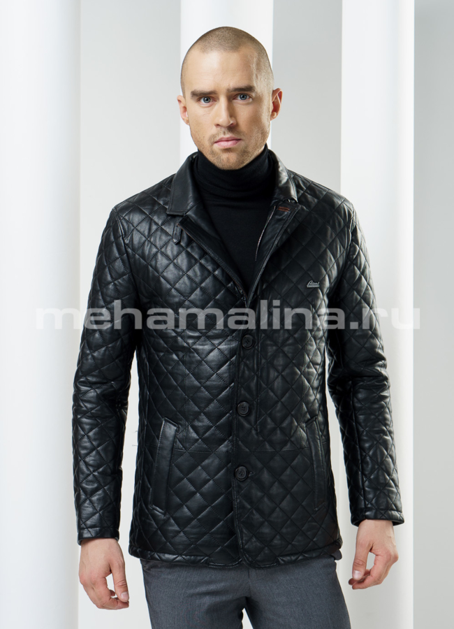 фото Куртка кожаная, на пуговицах модель № KP-75