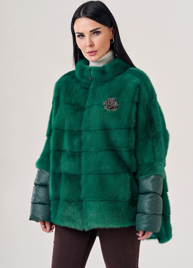 Короткая шуба из норки на молнии  модель № 23822 в кредит