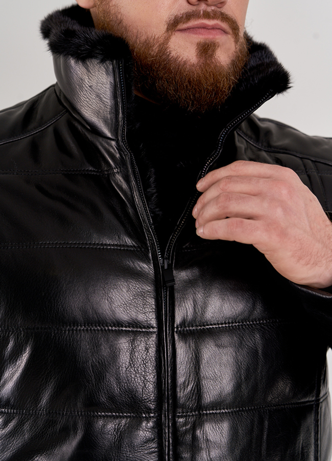 Мужская зимняя куртка с мехом норки модель № П-508 универмаг малина