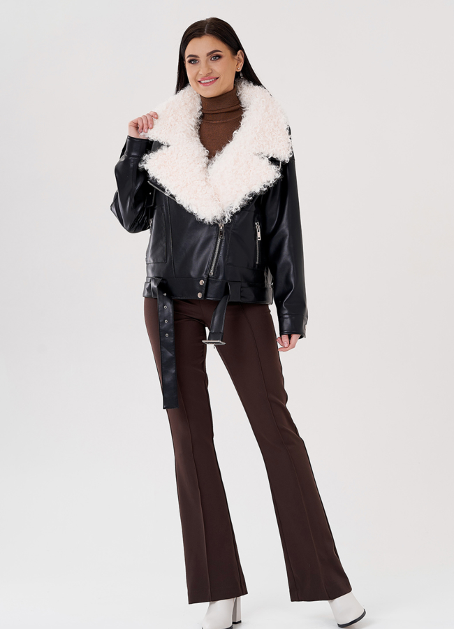 Куртка косуха на утеплении с отделкой натуральный козлик модель № 3022 универмаг малина Куртка косуха на утеплении с отделкой натуральный козлик модель № 3022 универмаг малина