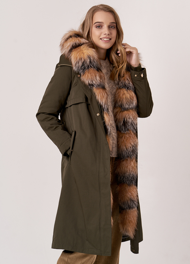 Удлиненная парка с мехом модель № 18942 универмаг малина