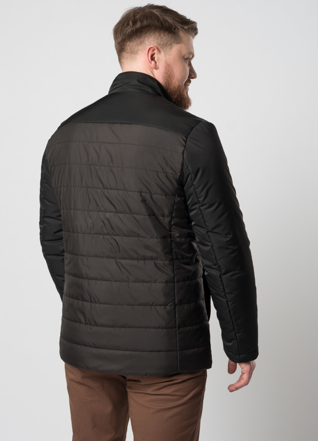 Мужская утепленная куртка черного цвета модель № H-330B в рассрочку