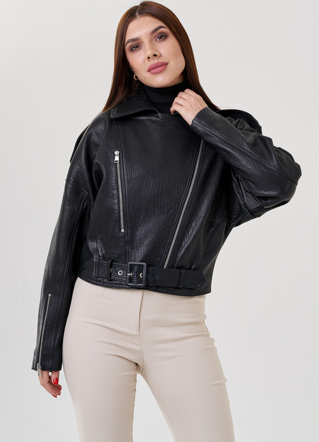 Косуха из натуральной кожи с принтом модель № 79082 универмаг малина