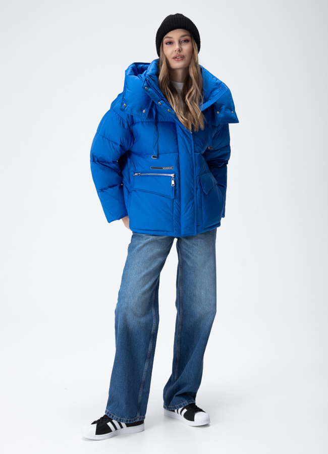 фото Женский пуховик с капюшоном  модель № 28414