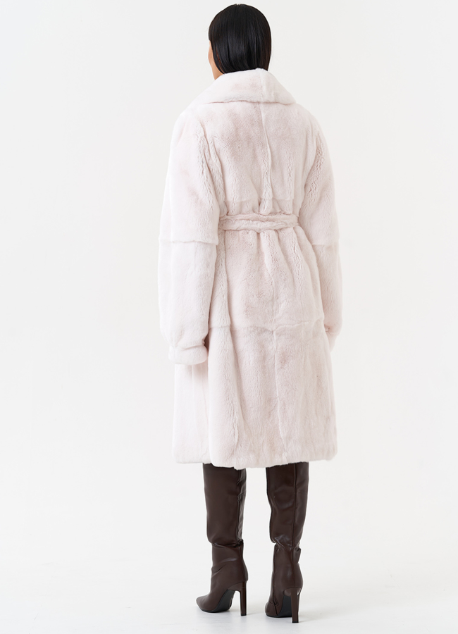 Шуба из меха кролика с английским воротником  модель № 28884 в кредит