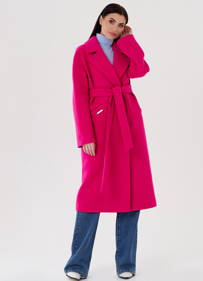 Женское пальто в цвете фуксия модель № 24294 в рассрочку