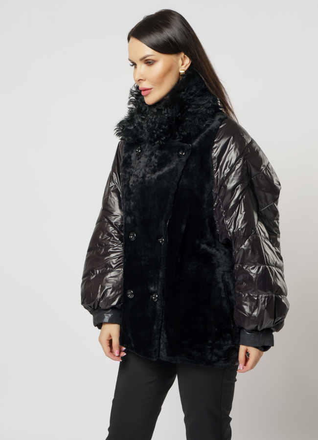 Женский пуховик двусторонний на пуговицах с английским воротником модель № 156 универмаг малина