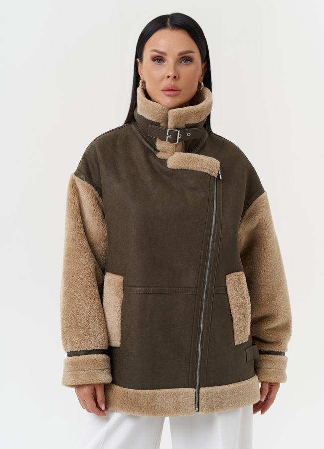 Оверсайз дубленка из эко кожи модель № 28533 в рассрочку