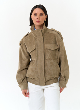 Женская куртка бомбер из эко замши