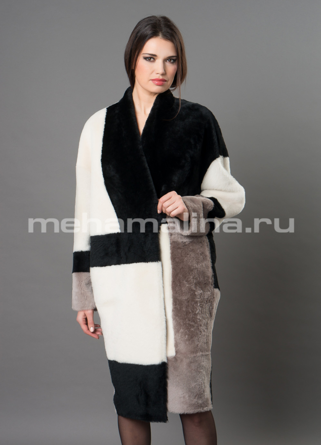 Шуба из овчины merino модель № D-235 меха малина