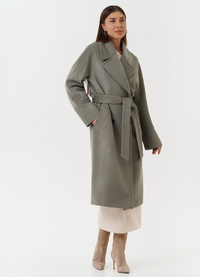 Двубортное пальто с английским воротником модель № 28081 в кредит