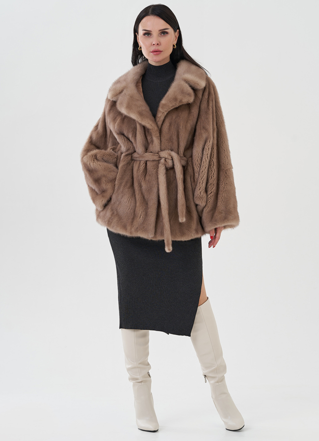 Шуба из норки под пояс модель № 24821 универмаг малина