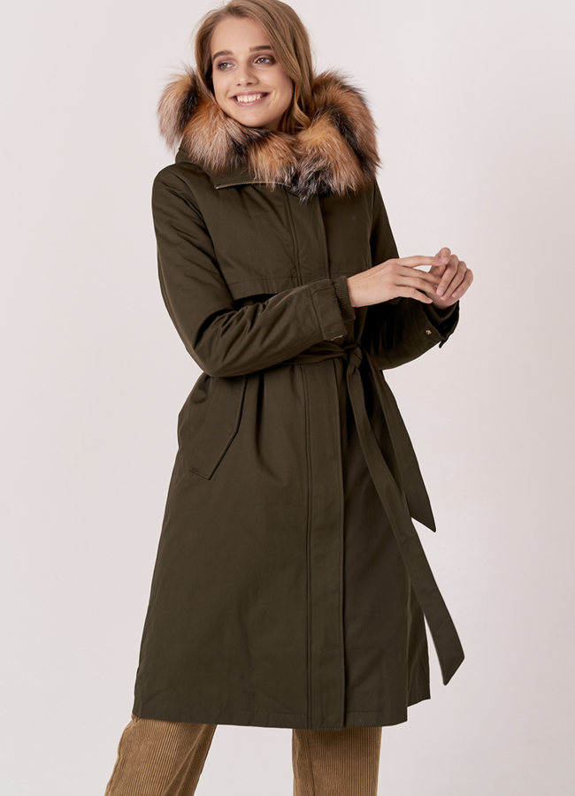 Удлиненная парка с мехом модель № 18942 универмаг малина