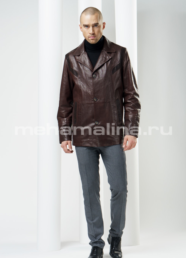 Куртка мужская, на пуговицах модель № KP-79 меха малина