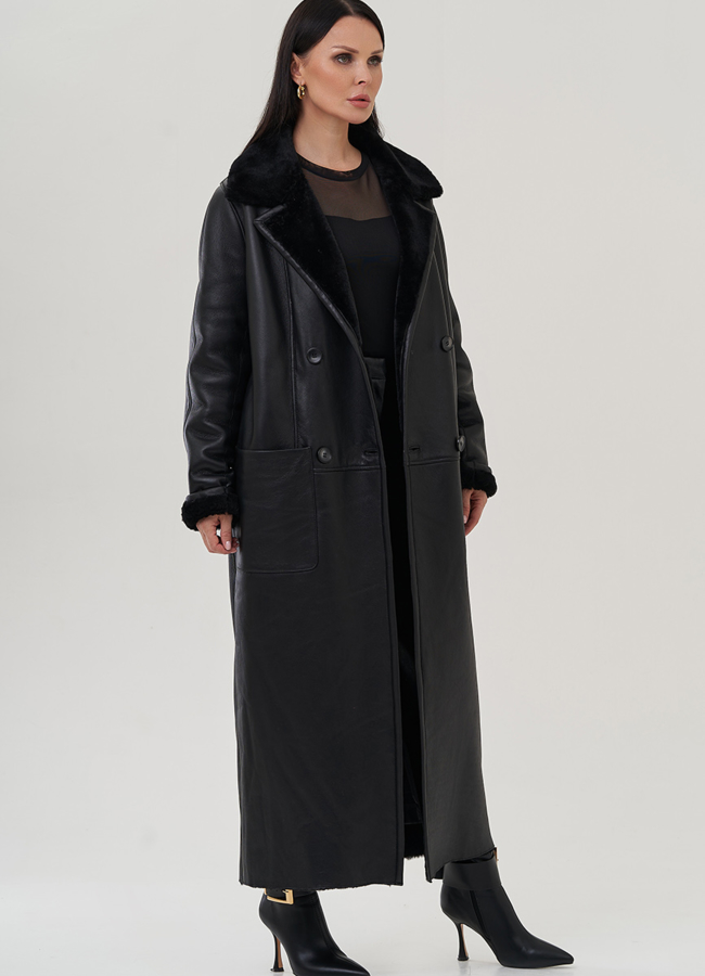 Женская дубленка с английским воротником  модель № 25288 в рассрочку