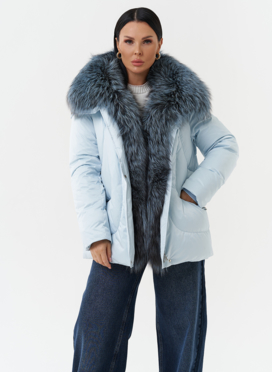 Пуховик с мехом чернобурки