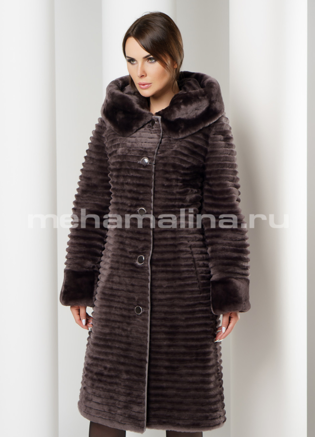 Шуба с капюшоном модель № S-620 универмаг малина