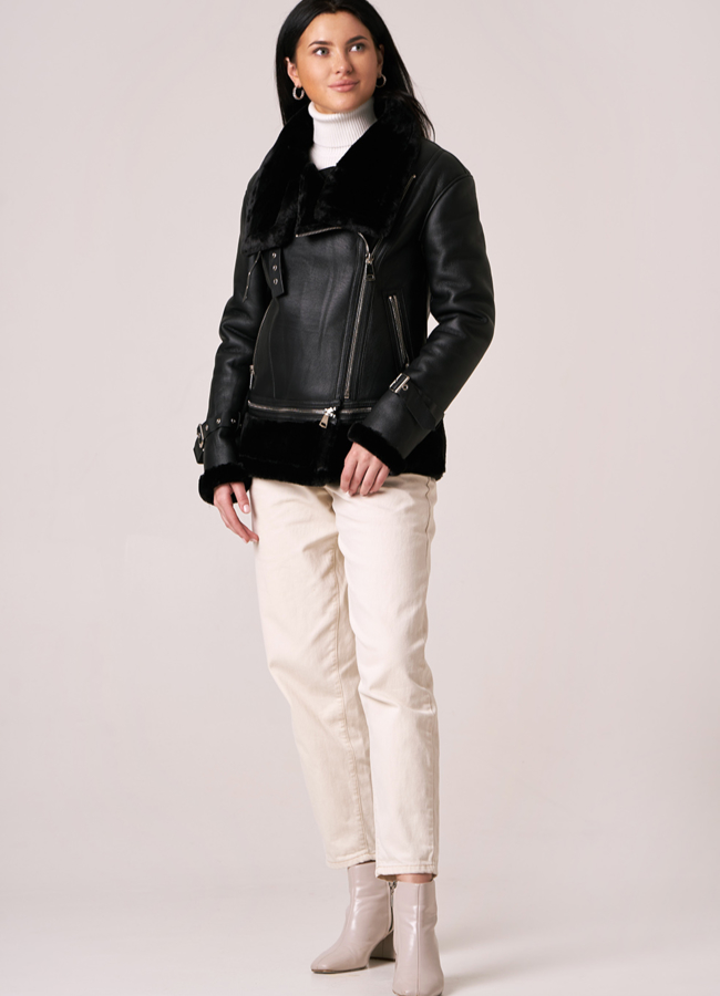 Дубленка искусственная трансформер модель № 315 меха малина