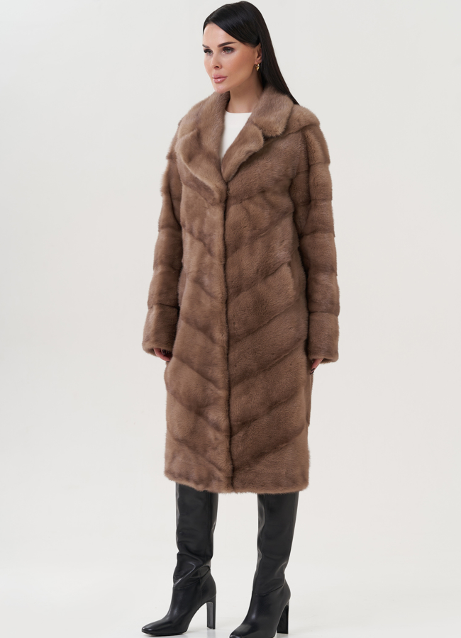 Шуба из норки с английским воротником  модель № 25734 универмаг малина