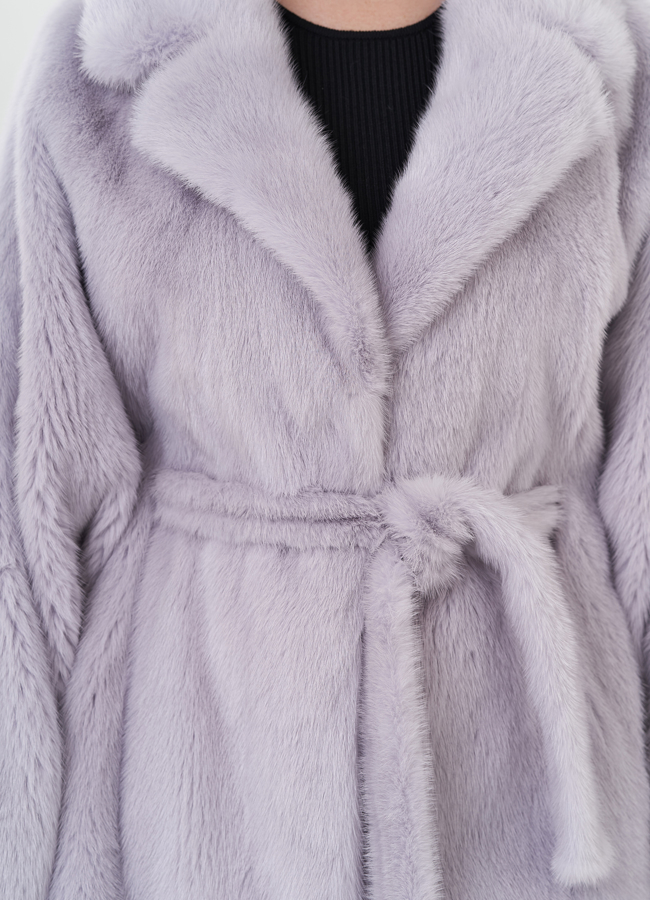 Шуба из норки с поясом модель № 26130 в рассрочку