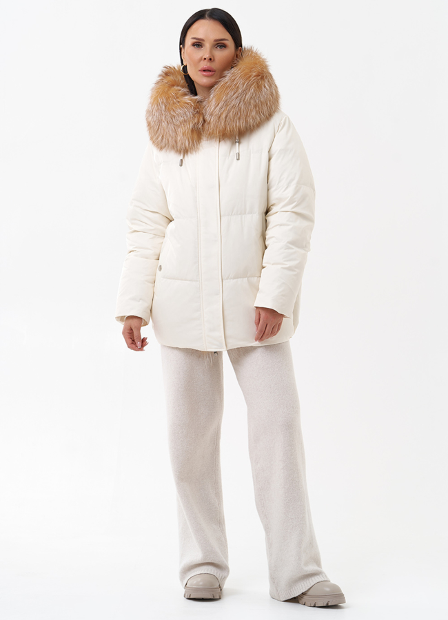 Пуховик с капюшоном из меха лисы модель № 29356 в кредит